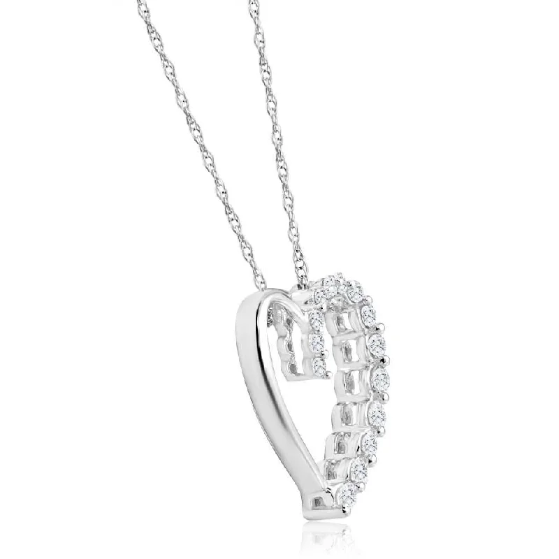 heart and key pendant necklace -White Gold 1/3Ct TW Graduated Diamond Heart Pendant Necklace