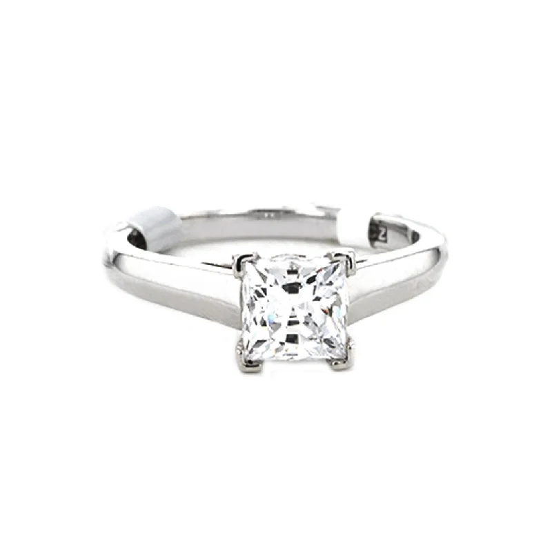 wide band silver ring -0.04 ctw Diamond Solitaire Engagement Ring