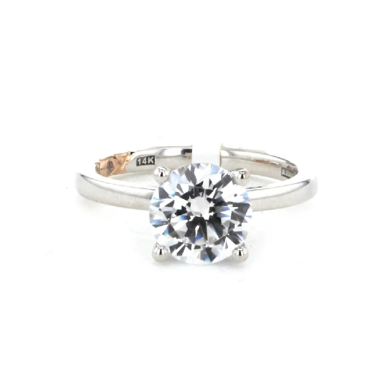 dainty gold band ring -0.09 ctw Diamond Hidden Halo Engagement Ring