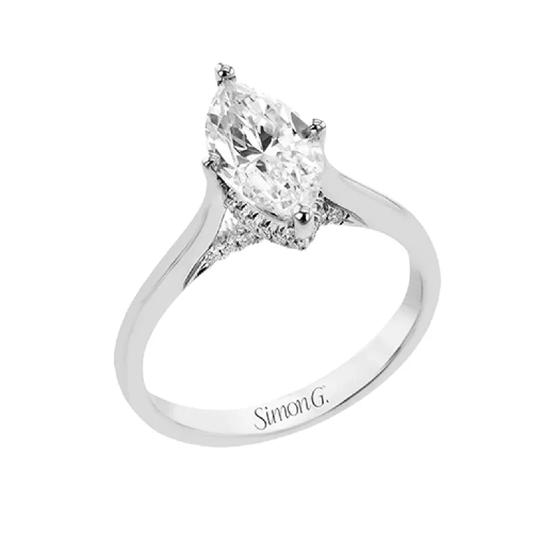 adjustable open ring for women -0.14 ctw Diamond Halo Engagement Ring