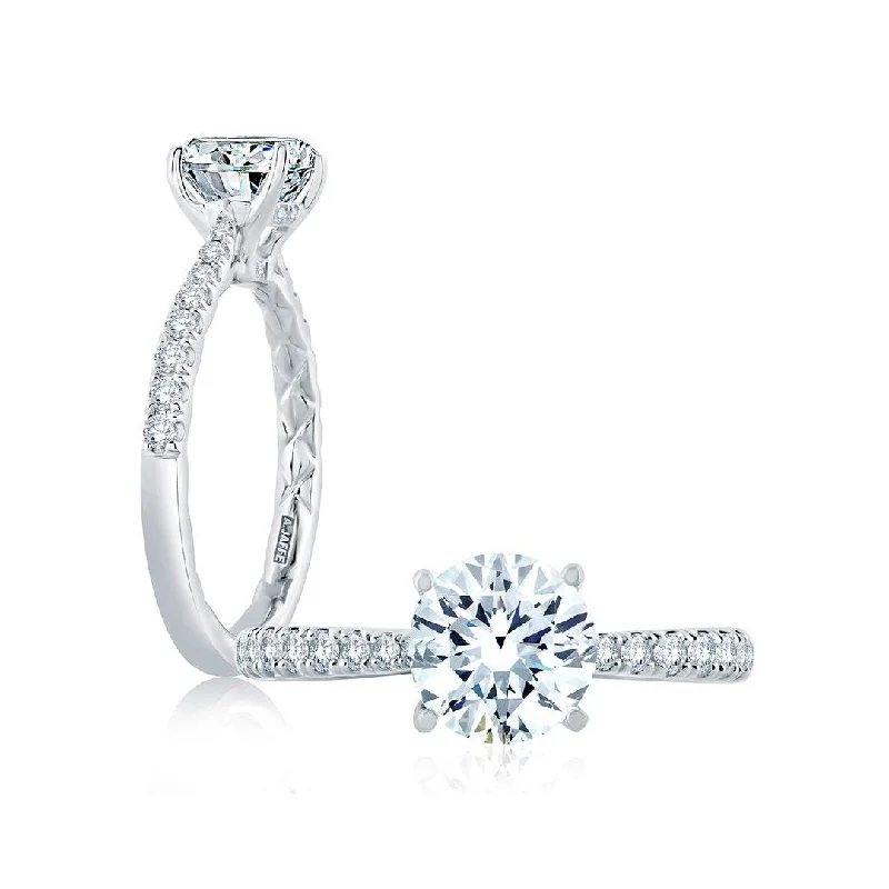 minimalist thin band ring -0.26 ctw Diamond Hidden Halo Engagement Ring