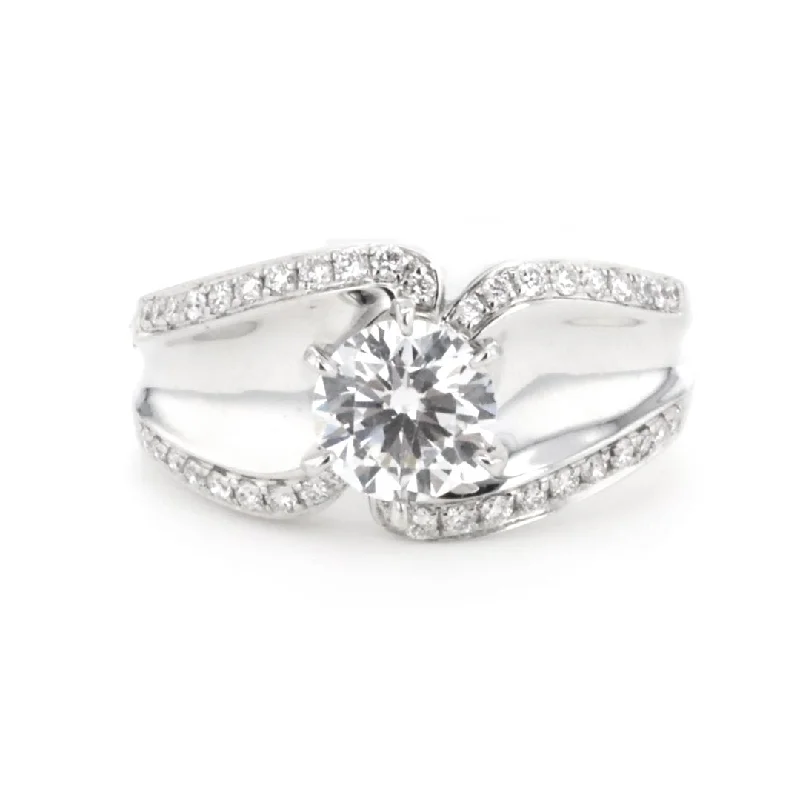 organic shape handmade ring -0.28 ctw Diamond Solitaire Engagement Ring