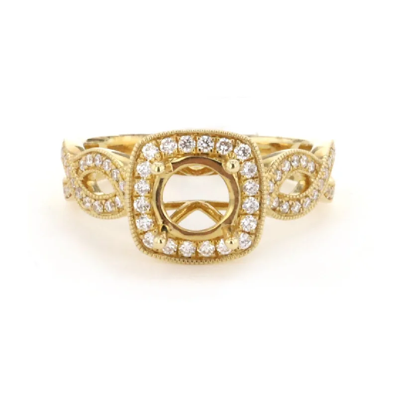 personalized monogram ring -0.32 ctw Diamond Halo Engagement Ring