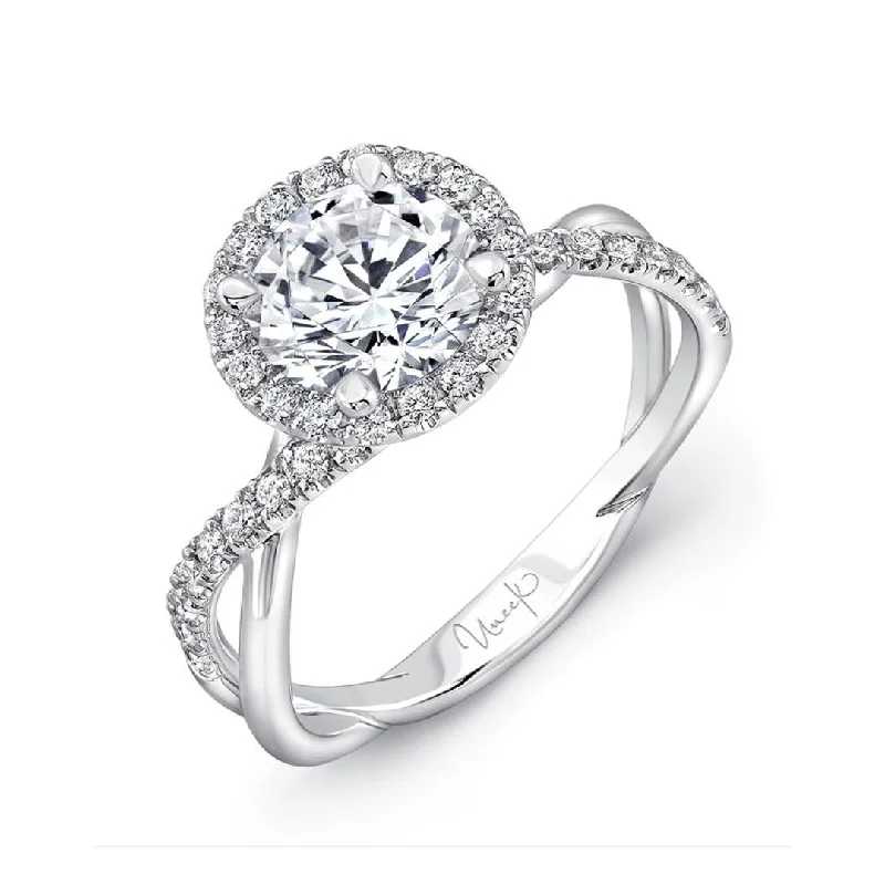 celestial moon and star ring -0.35 ctw Diamond Halo Engagement Ring