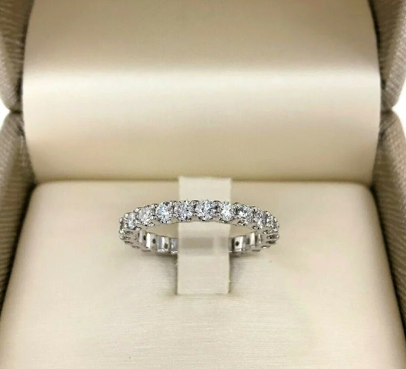 three stone engagement ring -1.38 Carats t.w. Diamond Stack/Eternity Ring 14K White Gold Round Diamonds