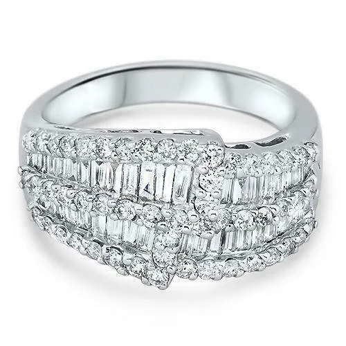 classic eternity band for women -1.66 Carats t.w. Diamond Anniversary /Right Hand Ring 14K Gold 0.45 Inch Width