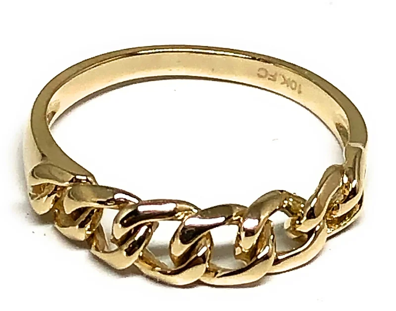 resin flower ring -10k Solid Gold Cuban Loose Link Ring (FC 124)