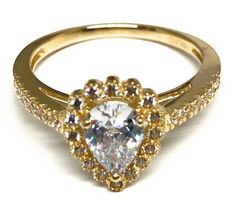 silver ring for women -10k Solid Gold Yellow Gold CZ Ring (FC 106)