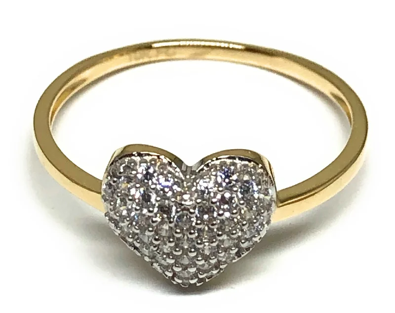 infinity symbol ring -14k Solid Gold Yellow Gold Heart CZ Ring (FC 187)