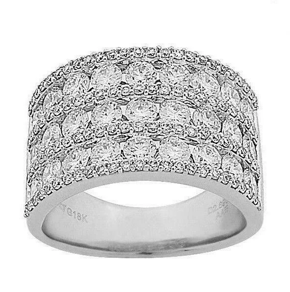 minimalist ring for daily wear -2.69 TCW 6 Row Round Diamond Cocktail 1/2 Eternity Band Size 6.5 18k White Gold