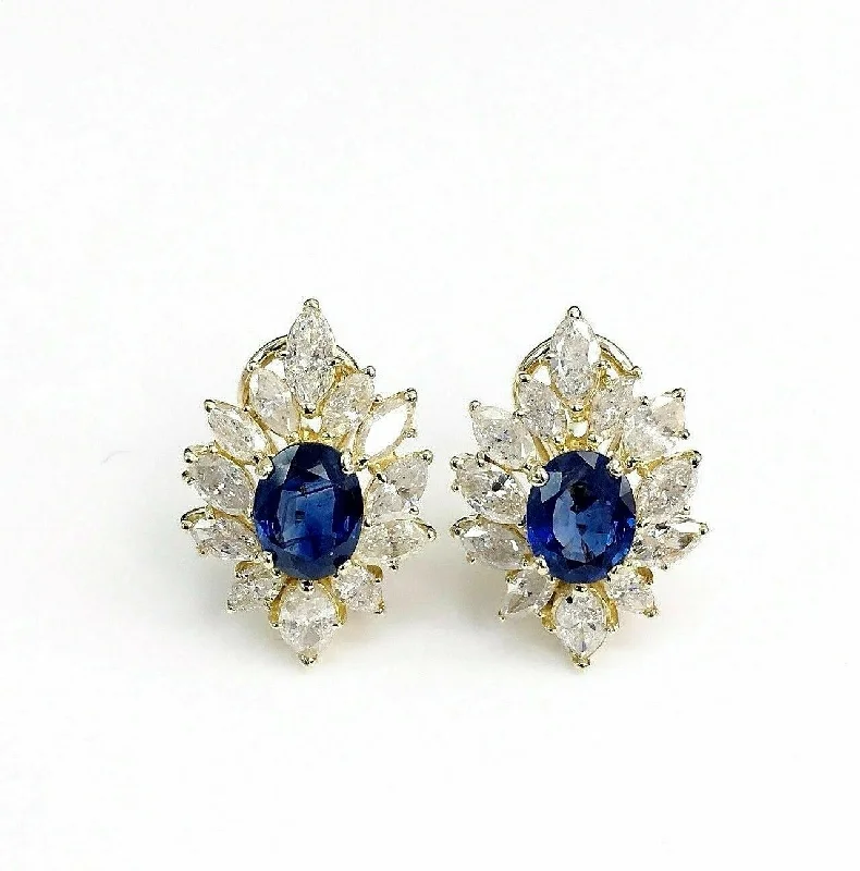 boho style stacking ring -5.13 Carats t.w. Marquise Diamond and Sapphire Cocktail Dinner Earrings 14KGold