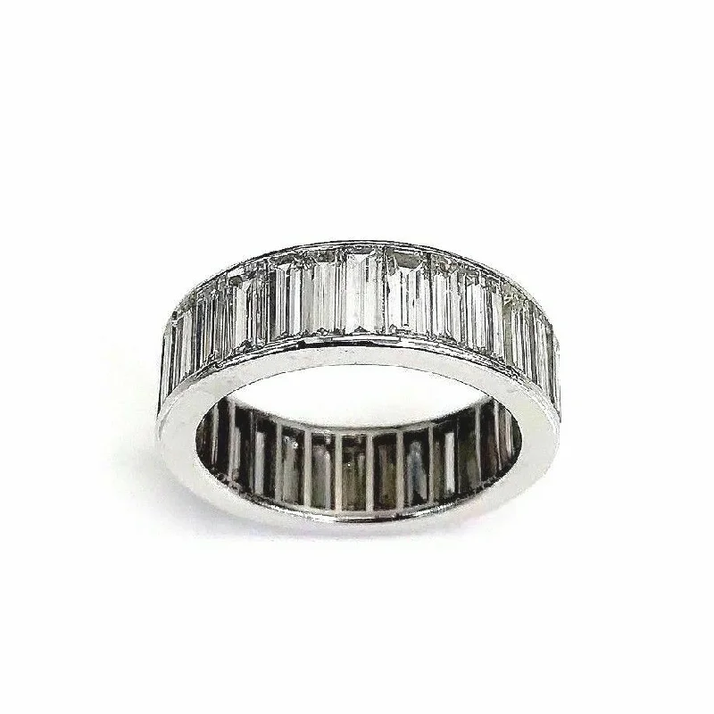 minimalist dainty ring -7.10 Carats Long Baguette G-H VS VVS Diamond Eternity Anniversary Ring Platinum