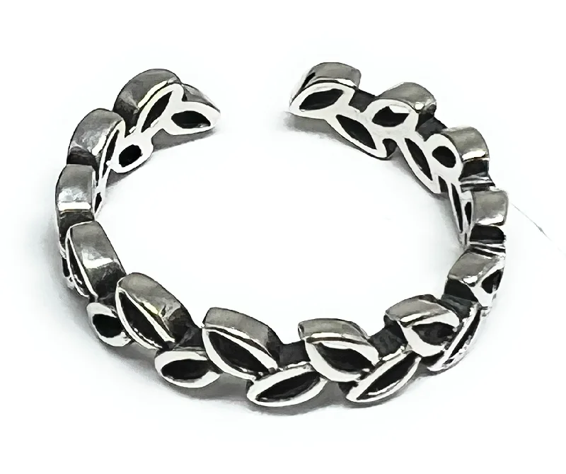 Celtic knot ring for couples -.925 Silver Leaf Band Adjustable Ring (FCS 06)