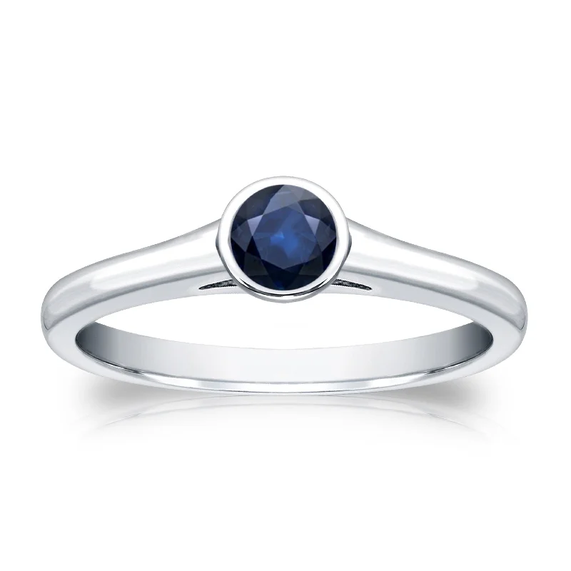 sapphire engagement ring -Auriya 14k Gold 1/4ct Bezel-set Solitaire Sapphire Engagement Ring