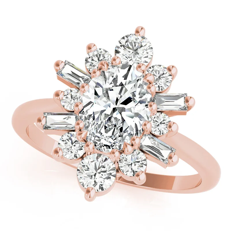 thick bold statement ring -Auriya 14k Rose Gold Lab Grown Oval Diamond Halo Engagement Ring 0.50 to 5.00 ct. tw. (F-G VS)