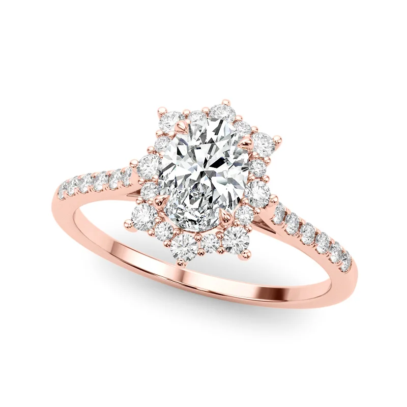 organic shape handmade ring -Auriya 14k Rose Gold Lab Grown Oval Diamond Halo Engagement Ring 0.50 to 5.00 ct. tw. (F-G VS)