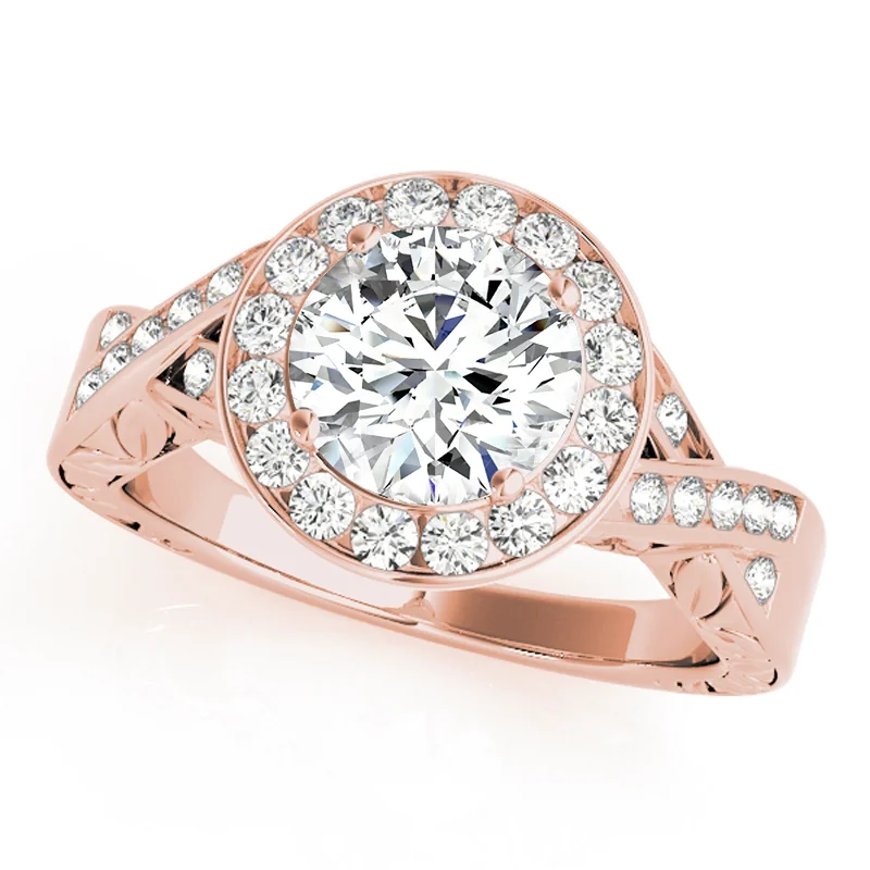 zodiac sign ring -Auriya 14k Rose Gold Lab Grown Round Diamond Halo Engagement Ring 0.50 to 5.00 ct. tw. (F-G VS)