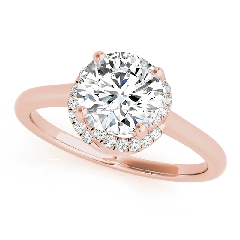 evil eye protection ring -Auriya 14k Rose Gold Lab Grown Round Diamond Halo Engagement Ring 0.50 to 5.00 ct. tw. (F-G VS)