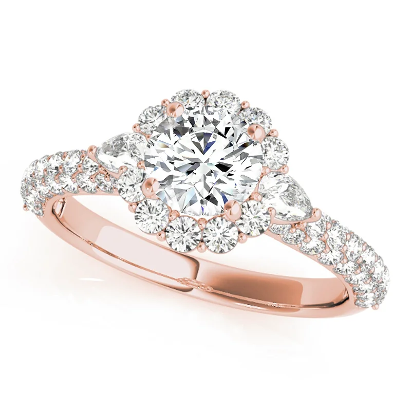 filigree detailed engagement ring -Auriya 14k Rose Gold Lab Grown Round Diamond Halo Engagement Ring 0.50 to 5.00 ct. tw. (F-G VS)