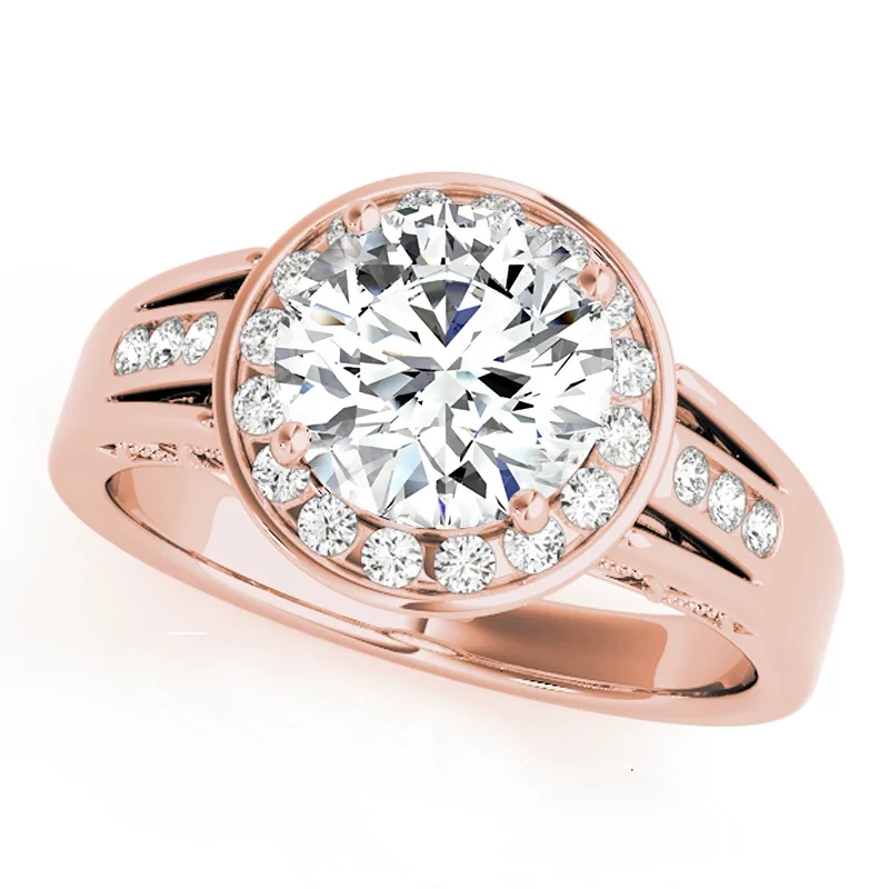 ocean wave style ring -Auriya 14k Rose Gold Lab Grown Round Diamond Halo Engagement Ring 0.50 to 5.00 ct. tw. (F-G VS)