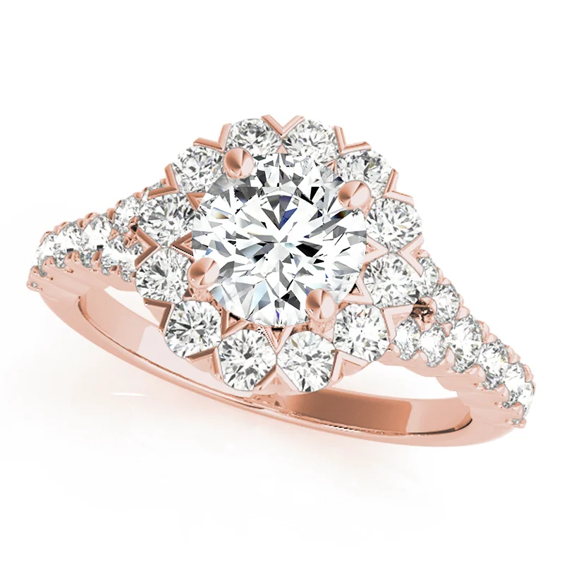 twisted rope ring -Auriya 14k Rose Gold Lab Grown Round Diamond Halo Engagement Ring 0.50 to 5.00 ct. tw. (F-G VS)