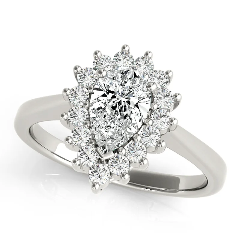 romantic heart charm ring -Auriya 14k White Gold Lab Grown Pear Diamond Halo Engagement Ring 0.50 to 5.00 ct. tw. (F-G VS)