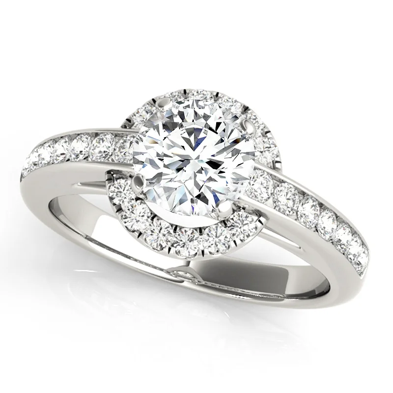 wide band silver ring -Auriya 14k White Gold Lab Grown Round Diamond Halo Engagement Ring 0.50 to 5.00 ct. tw. (F-G VS)