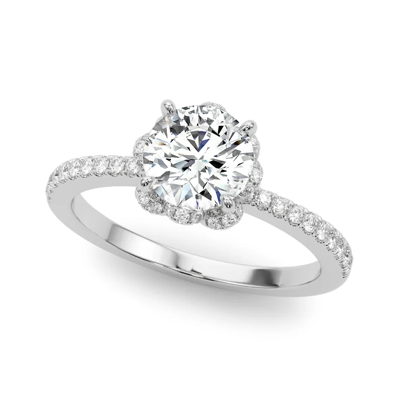 silver ring for women -Auriya 14k White Gold Lab Grown Round Diamond Halo Engagement Ring 0.50 to 5.00 ct. tw. (F-G VS)