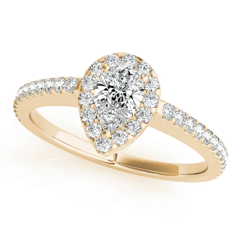 luxury designer ring -Auriya 14k Yellow Gold Lab Grown Pear Diamond Halo Engagement Ring 0.50 to 5.00 ct. tw. (F-G VS)