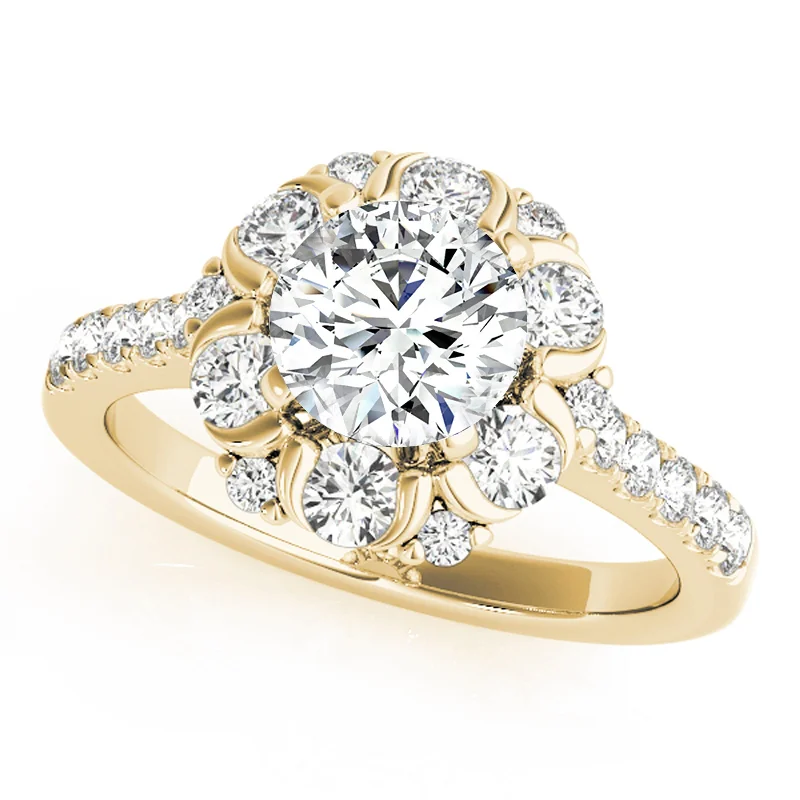 organic shape handmade ring -Auriya 14k Yellow Gold Lab Grown Round Diamond Halo Engagement Ring 0.50 to 5.00 ct. tw. (F-G VS)