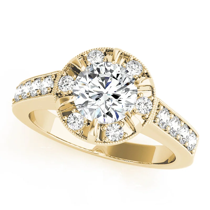 minimalist ring for daily wear -Auriya 14k Yellow Gold Lab Grown Round Diamond Halo Engagement Ring 0.50 to 5.00 ct. tw. (F-G VS)