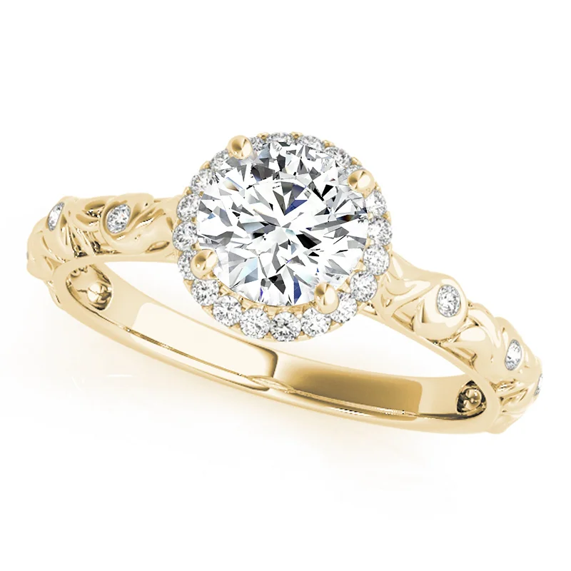 personalized monogram ring -Auriya 14k Yellow Gold Lab Grown Round Diamond Halo Engagement Ring 0.50 to 5.00 ct. tw. (F-G VS)