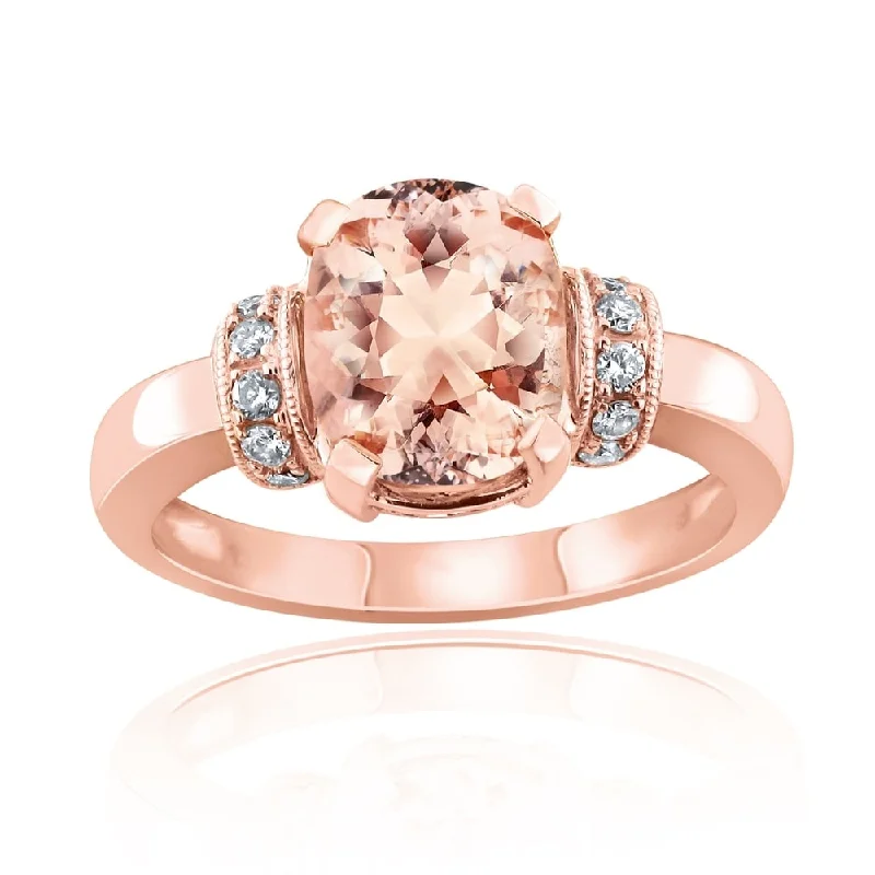 asymmetrical statement ring -Auriya 2 1/2ct Cushion Morganite and 1/6ctw Diamond Engagement Ring 10-karat Rose Gold