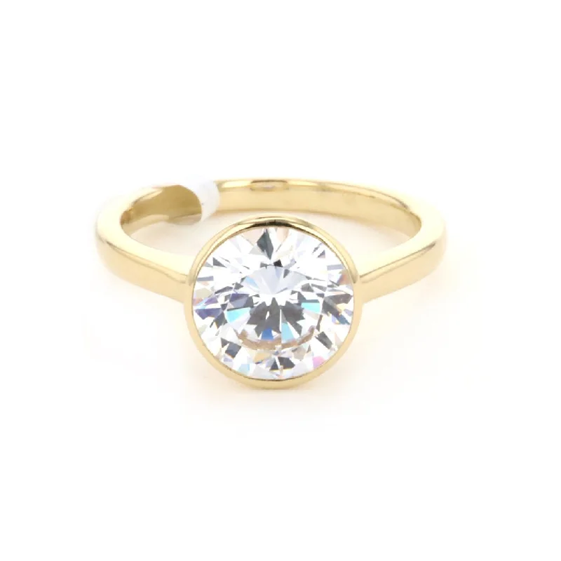 luxury designer ring -Bezel Solitaire Engagement Ring