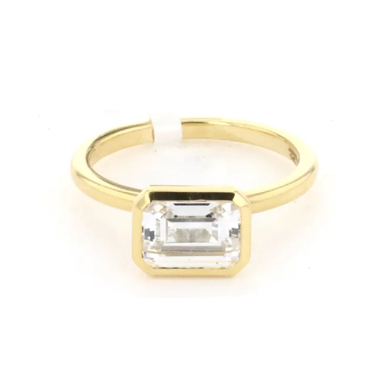 gold vermeil stacking ring -Bezel Solitaire Engagement Ring