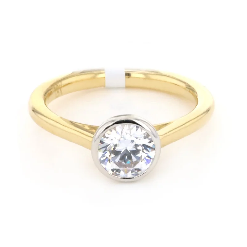 14k gold wedding band -Bezel Solitaire Engagement Ring