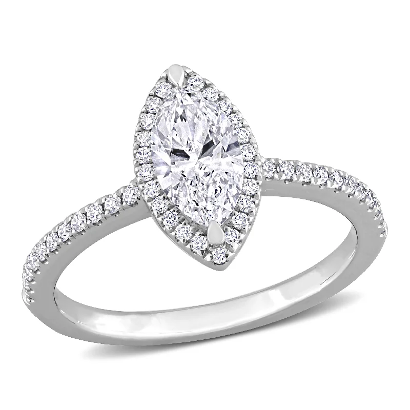 men’s minimalist band ring -Created Forever 1 1/2ct TW Marquise Lab-Grown Diamond Halo Engagement Ring in 14k White Gold