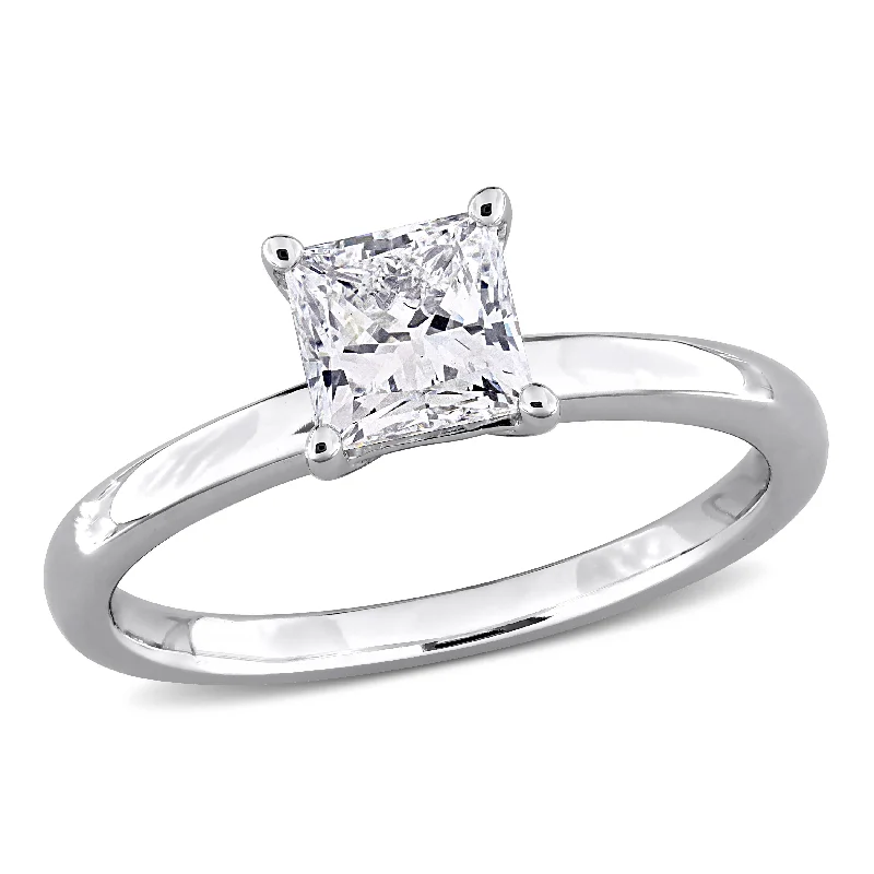 promise ring for girlfriend -Created Forever 1ct Princess-Cut Lab-Grown Diamond Solitaire Engagement Ring in 10k White Gold