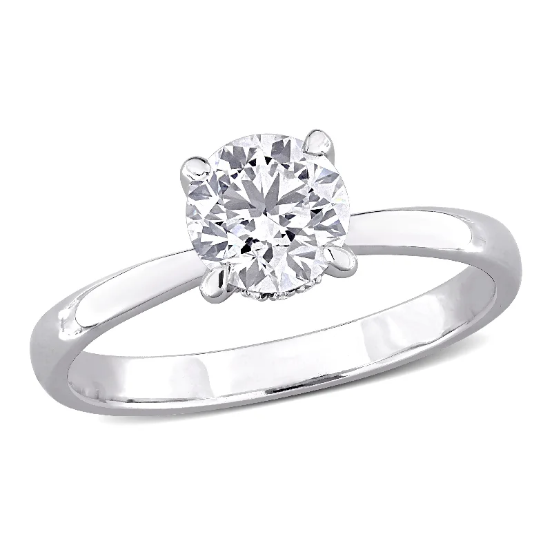 wedding band with diamonds -Created Forever 1ct TW Lab-Grown Diamond Solitaire Engagement Ring in 14k White Gold