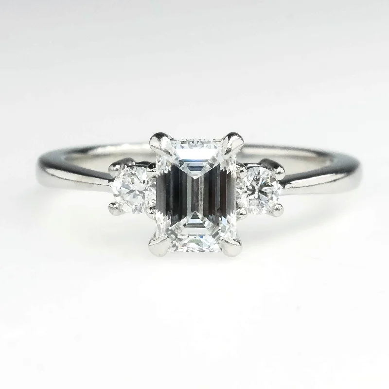 platinum solitaire engagement ring -GIA 0.60ct VVS1/E Emerald Diamond Accented Engagement Ring in Platinum