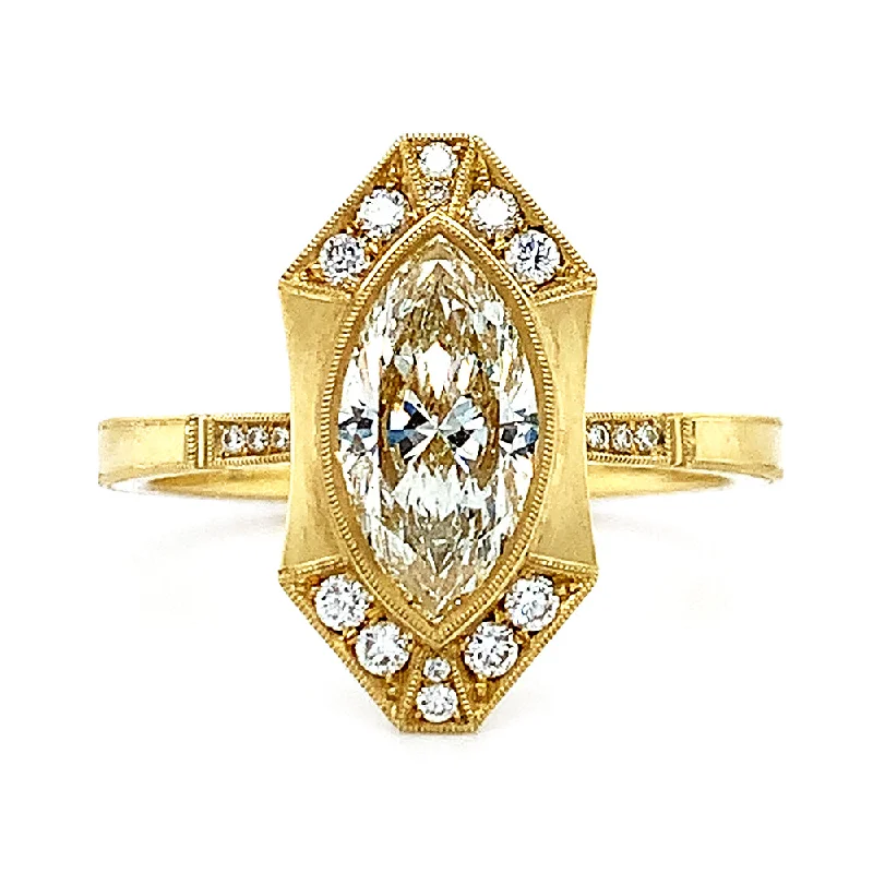 zodiac sign ring -Marquise Diamond Engagement Ring - "Georgia Halo"