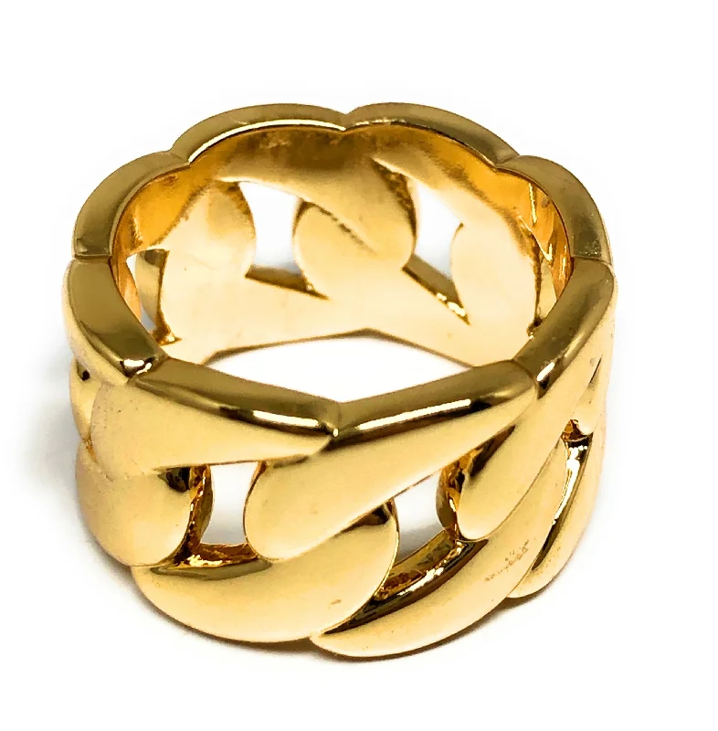 resin flower ring -Gold Plated Big Cuban Link Ring Anillo