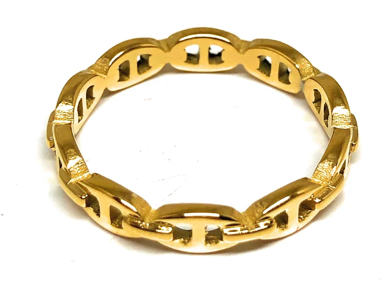 sapphire and diamond ring -Gold Plated Mariner Link Ring Anillo