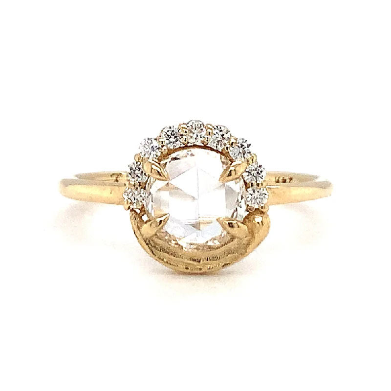 simple thin gold ring -Rosecut Diamond & Yellow Gold Engagement Ring - "Renoir"