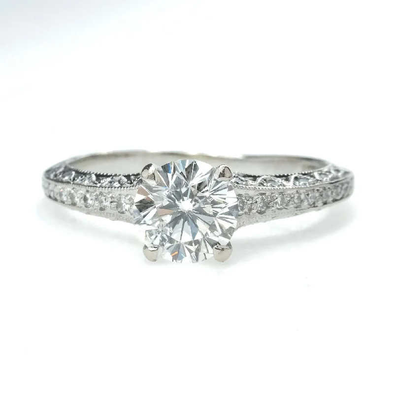 heart shaped promise ring -Tacori 0.95ct IGI Leo Diamond with Accents Engagement Ring in 18K White Gold