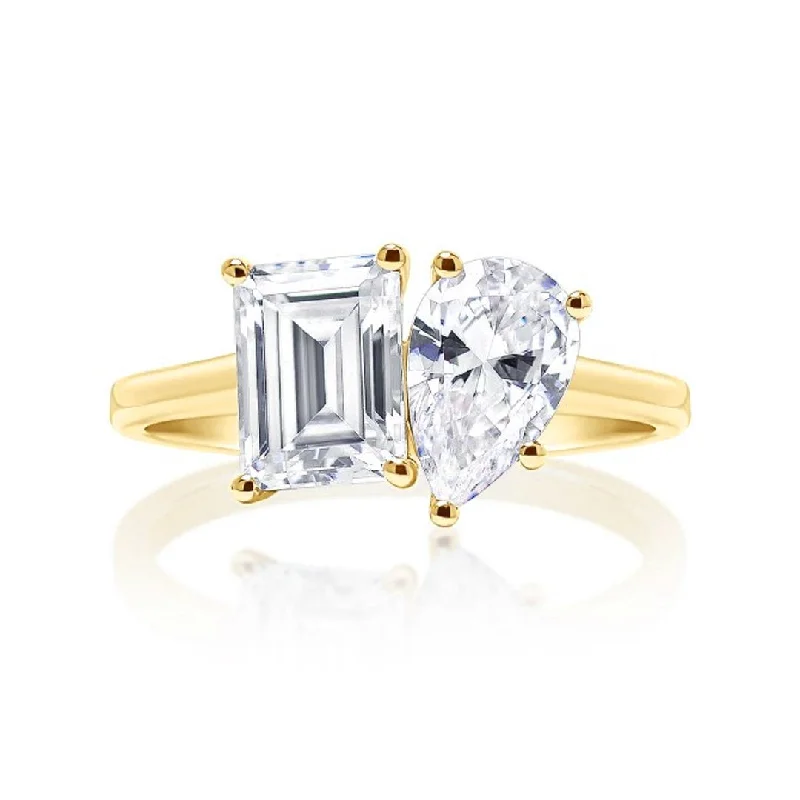 luxury designer ring -Two-Stone Solitaire Engagement Ring