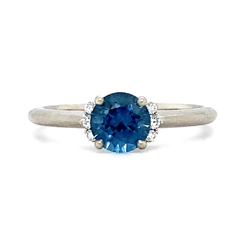 blue topaz cocktail ring -White Gold and Blue Montana Sapphire Engagement Ring - "Livia"