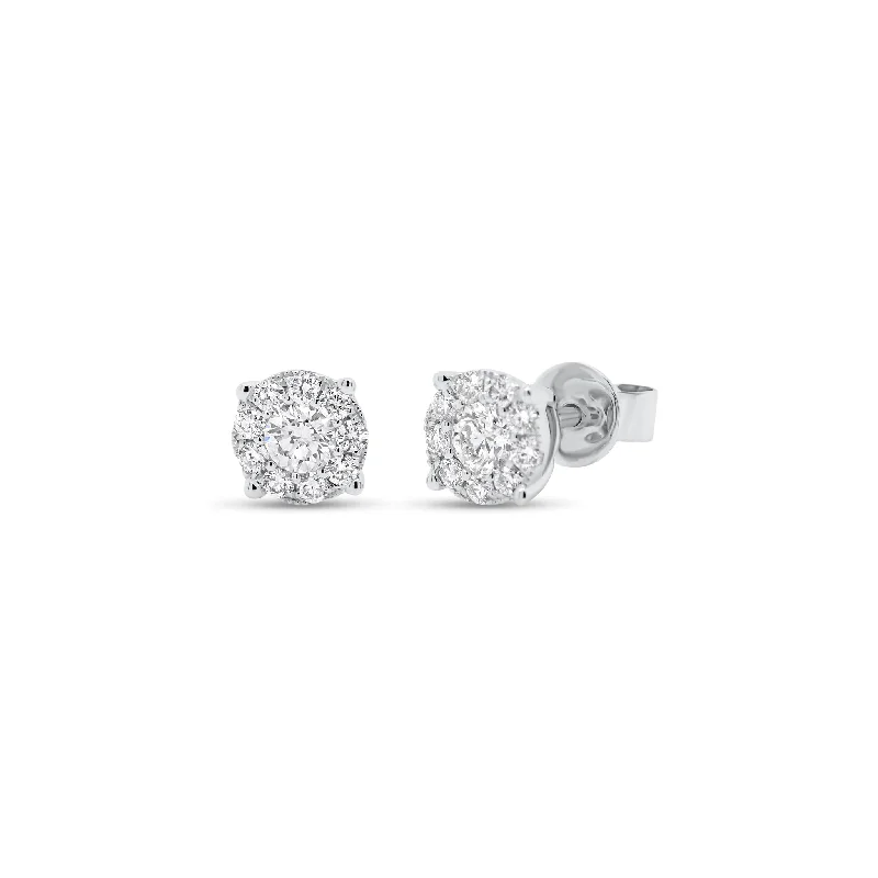 heart-shaped stud earrings -0.38 ct Round Diamond Cluster Earrings