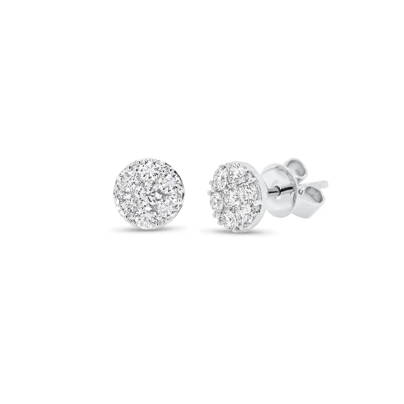 custom name earrings -0.65 ct Round Diamond Disc Earrings