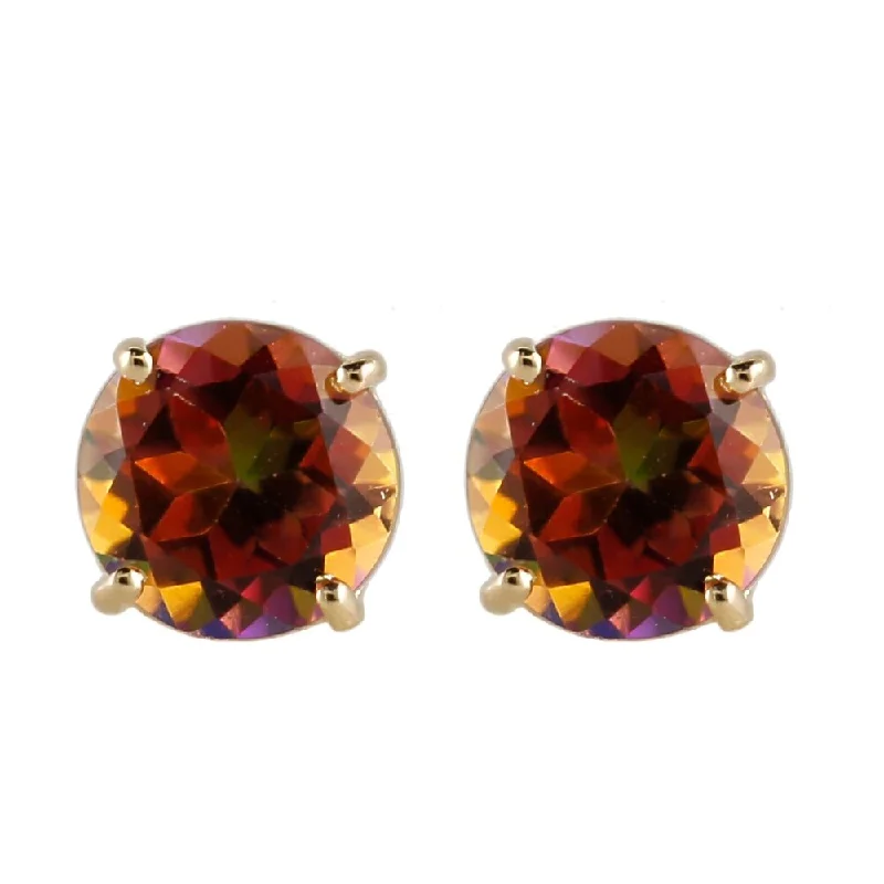 pearl cluster earrings -14K Yellow Gold 2ctw Sunset Topaz 6mm Round Stud Earrings